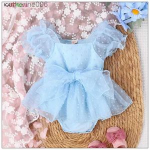 Conjuntos de roupas Bebê Meninas Bodysuit Lace Big Bow Princesa Aniversário Ano Novo para 0-18m Macacão Infantil Fly Lace Soild Criança Macacão Roupas L231202