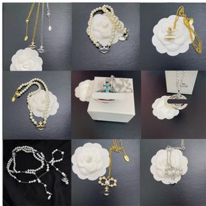 designer With box Vivians High Quality Pendant necklaces for Women pearl Saturn and Venus Wholesale Gift Free Shipping diamond Necklace jewelry Christmas present