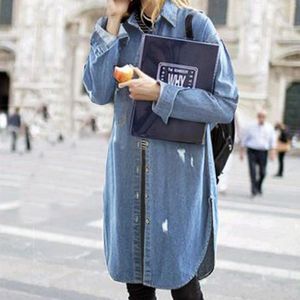 Women's Jackets Casual Womens Denim Oversize Chain Jacket Windbreaker Long Overcoat Korean Fashion Trench Coat Chamarras Para Mujeres