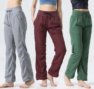 lu Pantaloni da studio per danza da donna Pantaloni larghi da allenamento a vita media per donna Casual Palestra Yoga Pantaloni lunghi a gamba larga Pantaloni 457