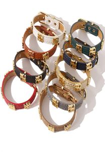 Huistory moda versão estreita pulseiras de couro do plutônio para mulheres círculo largo fivela charme envoltório pulseira casal jóias gift5302929