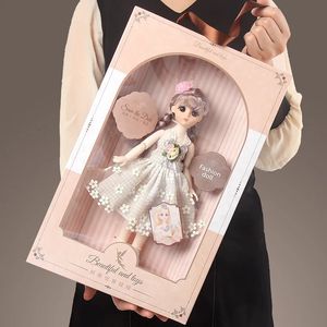 Dolls BJD Doll 41cm Ball Joint 3D Eyes Girl With Full Set Clothes Dress Up Birthday Gift Toy 35cm Ice Cream Box 231202