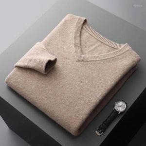 Men's Sweaters Cashmere Sweater V-neck Pullover Knit Bottoming Shirt Autumn And Winter Long-Sleeve High-End Korean Simple Jumple Tops