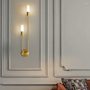 Lampa ścienna nordyckie lampy miedziane kreatywne badanie sypialnia nocna lekka nowoczesna loda LED sconce minimalistyczna przejście łazienka