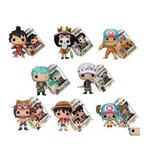 Action Figures Toy Huiya01 Funko Pop One Piece Rufy Tony Chopper Ace Zoro Roronoa Tre spade Fans Modello Statua Home Desktop Car Dhmwp