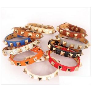 Charm Bracelets New 2021 Lovely Fashion Star Style Womens Bracelet And Candy Punk Women Strap Rivet For Gift 62A68H Drop Delivery Jewe Dh3Be