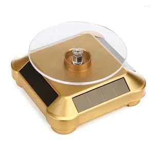 Jewelry Pouches 360 °Jewelry Watch Turntable Rotating Display Stand Solar Showcase Ring Bracelet Necklaces Jewellery Organizer Holder