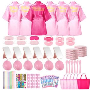 Andere Partyzubehör für Veranstaltungen, 6/8/10 Set, Geburtstags-Prinzessin-Roben, Spa-Party-Roben für Mädchen, Kindergeburtstagsgeschenke, Kimono-Satin-Robe, rosa Pyjama-Party, Übernachtung, 231202