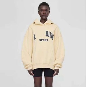 Sweatshirts 2023 AB Bing Kadın Tasarımcısı Harvey Hoodies Pamuk Sarı Yuvarlak Boyun Gevşek Aninee Moda Kapşonlu Kazak 886