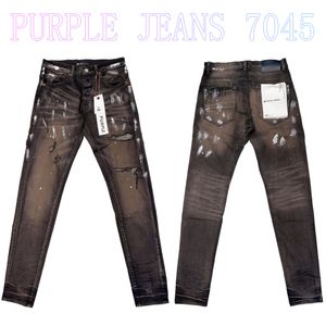 Mens Purple Jeans Designer Jeans Fashion Distressed Ripped Bikers Womens Denim Cargo For Men Black Pants PU7045