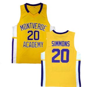 Баскетбольные майки BEN SIMMONS # 20 HIGH SCHOOL Montverde Academy Eagles 100% с вышивкой Ed Yellow NCAA