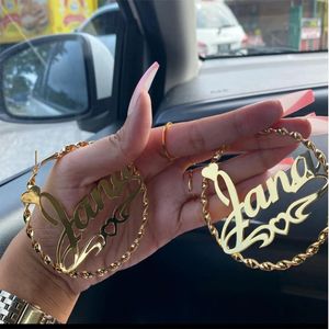 Hoop Huggie Custom Name Earrings For Women Personality Twist Earring Stainless Steel Fashion Jewelry Christmas Gift 231202