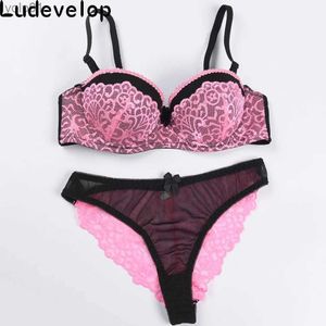 BRAS SETS Hot Elegant Luxury and Romantic Bra Set for Women 1/2 Trace + Lace Push Up Sexy Underwear Set 5 Color BH and Panty Setl231202