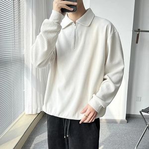 Men's Polos Fall Corduroy Long Sleeve Men Polo T Shirts Casual Harajuku Fashion Oversized Pullovers White Black Grey Hip Hop Punk Streetwear 231202