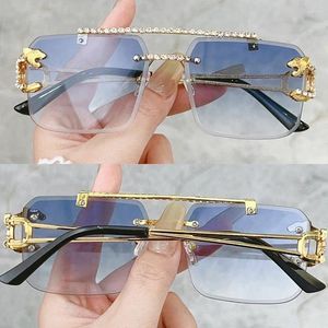 Sunglasses JNPCXI Rimless For Men Steampunk Retro Outdoor Cycling Women Double Bridges Glasses Vintage Shades Gafas