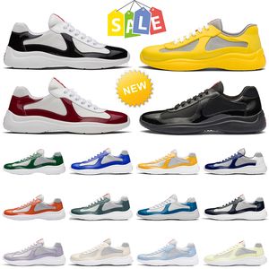 Running Shoes Americas Cup Luxury Patent Leather America Rubber Sole Casual Shoe Outdoor Yellow Black Low Top Fashion Sneakers Rubber Sole Men Women Trainers Size 46