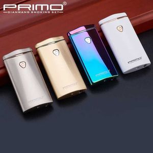 Primo Smart Chip Touch İndüksiyon Ateşleme Çift ARC USB USB Açık Metal Rüzgar Geçirmez Nabız Plazma Erkek Hediyesi