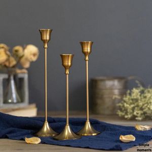 Candle Holders Simple Moments 3 PC/set Retro Bronze Candle Holders Wedding Party Vintage Metal Candlestick Home Decor Christmas Candle Holders 231201