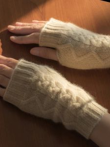 Fingerlose Handschuhe, hochwertige reine Ziegen-Kaschmir-Handschuhe, freiliegende Finger, Damenhandschuhe, Winterwärmer, gestrickt, solides weibliches Handgelenk, fingerlos, Minttens 231201