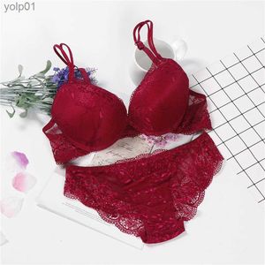 Set di reggiseni lingerie porno set reggiseno push up intimo top in pizzo e mutandine set intimo in pizzo set intimo 3/4 tazza donnaL231202