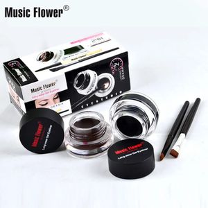 Eye Shadow Liner Combination Music Flower 2 in 1 Coffee Black Gel Cream Eyeliner Make Up Waterproof Cosmetics Set Eye Liner Brushes Makeup Eye Cosmetics 231202