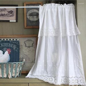 Curtain Half-curtain Pure White Cotton Coffee Openwork Embroidery Short For Kitchen Cabinet Door Rod Pocket Drape 1pcs