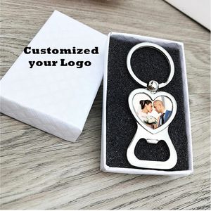 Other Event Party Supplies Love Heart Keychain Bottle Opener Personalized Wedding Favor Souvenir Custom Po Picture Key Holder Beer Bottle Openers 231202