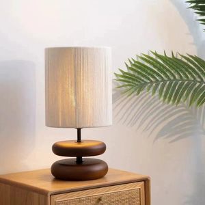 Table Lamps Japanese Wabi Sabi Wind Solid Wood Lamp Designer Creative Walnut Chinese Living Room Study Bedroom Bedside Ambience