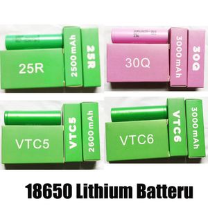 % 100 Yüksek Kalite 30Q VTC6 INR18650 Pil 25r He2 2500mAH VTC5 3000mAH VTC4 INR 18650 Lityum Şarj Edilebilir Li-Ion Piller Samsung Sony Hücreleri için Hücre