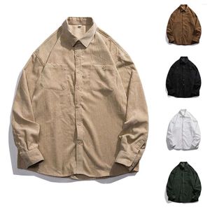 Men's T Shirts Casual Jacket Corduroy Shirt Long Sleeve Pocket Button Down Lapel