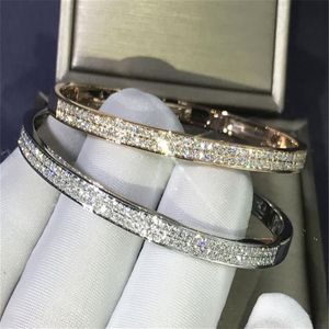 Trendy Pave Lab Diamond Bangle in argento sterling 925 Braccialetti di fidanzamento per feste Braccialetti per le donne Accessori per matrimoni con ciondoli da sposa267l