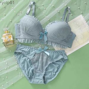 Bras Sets New Fashion Lingerie Set Two-piece Ladies Cute Underwear Sexy Bra Set for Women Push Up Young Girls Bra and Panties Wireless TopL231202