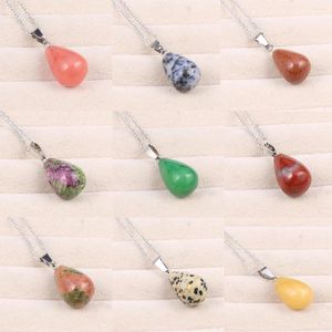 Anhänger Halsketten Naturstein Wassertropfen Form Opal Amethysts Halskette Minimalistische Schmuckzubehör Geschenk für Männer und Frauen