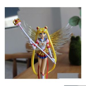 Figuras dos desenhos animados Sailor Moon Ação Japão 16cm Mercúrio Júpiter Venus Estatuetas Colecionáveis Modelos Crianças Brinquedo Presente de Natal C0220 Drop Dh5C8