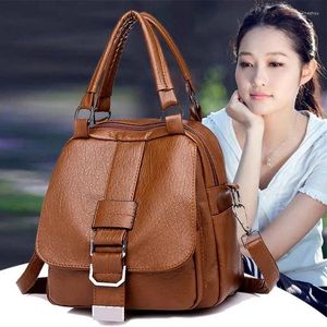 Schultaschen 2023 Mode Weiches Leder Rucksack Damen Koreanische Ausgabe Dreizweck-Crossbody-Einkaufstasche Einzelschulter-Handtasche