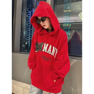 2024 Autumn/Winter New Paris B Home New Kiss Chrysanthemum Print Art Destruction Hooded Hoodie