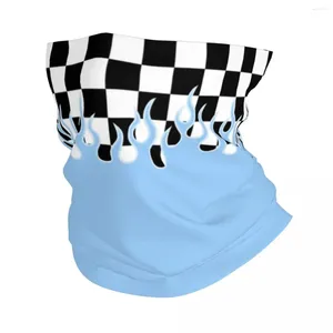 Scarves Check Blue Fire Hip Hop Bandana Neck Gaiter Printed Flames Mask Scarf Warm Headwear Cycling Unisex Adult Breathable