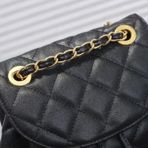 Damen-Designer-Rucksack, klassische Handtasche, Rucksack, Kaviar-Ledertaschen, Kalbsleder, echtes Leder, goldfarbene Metallteile, Kordelzug, Eimer-Handtaschen, Designer-Büchertasche oben