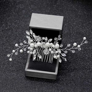 Copricapo Accessori per capelli Colore argento Perla Strass Pettini da sposa per donne Ornamenti Gioielli Copricapo da sposa Q231204