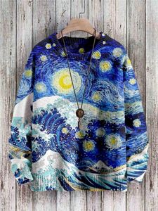 Men's Sweaters Retro Moon Of & Pattern 3D Printed Knitted Pullover Winter Unisex Casual Knit Sweater ZZM88