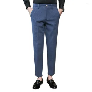 Мужские брюки, зимние британские деловые повседневные шерстяные тонкие молодежные брюки с вышивкой