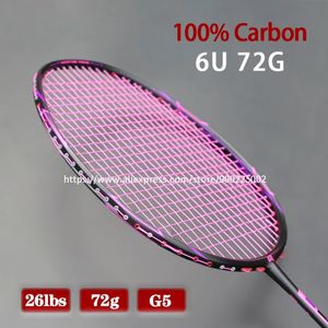 Raquetes de badminton super leves 6u raquetes de badminton de carbono profissional raquetas ofensivas e defensivas com saco de corda velocidade z força 22-26lbs 231201