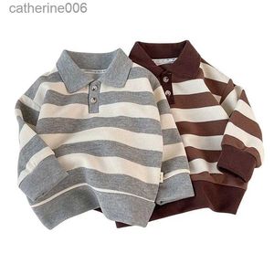 衣類セット秋の男の子の服の縞模様のスウェットシャツ長袖アンダーシャツcottonトップス韓国幼児衣装231202