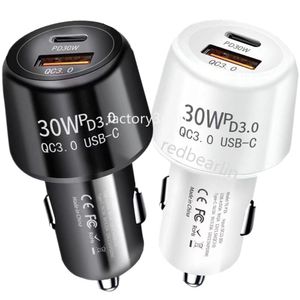 48W Super Rápido Carregamento Rápido PD30W USB C PD Carregador de Carro Portas Duplas Adaptador de Energia Para Ipad Iphone 11 12 13 14 15 Samsung S20 S23 S24 Xiaomi F1