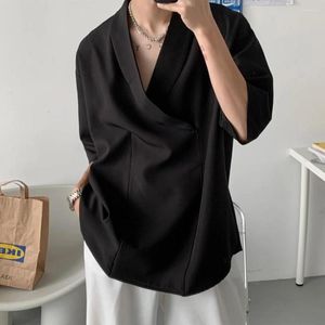 Homens camisetas Verão Preto Branco Pulôver Camisa Homens Moda Oversized Casual Coreano Solto Manga Curta Mens Vestido XS