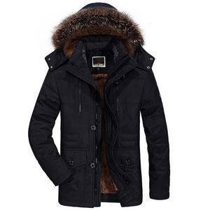 Giacche da uomo Giacca invernale Plus Size Cappotto caldo imbottito in cotone Parka Casual Pelliccia sintetica con cappuccio in pile Giacca a vento lunga da uomo Parka 231201