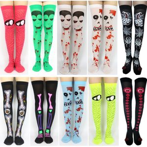 Sexig uppsättning nya Halloween Blood Socks Skeleton Long Tube Socks Party Clothing Accessories Silk Socks Printed Over Kne Socks 230327