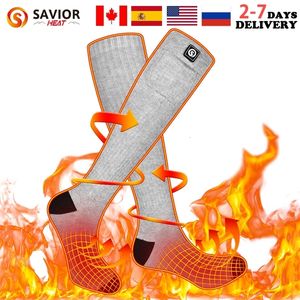 Sport Socks Frälsare Heat Battery Electric uppvärmda strumpor för män Vinter varm utomhus Sports laddningsbara termiska strumpor fotkvinnor för cykling 231201