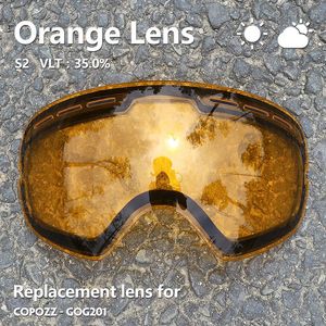 Ski Goggles COPOZZ 201 Lens For Antifog UV400 Big Spherical Glasses Snow Eyewear Lenses ReplacementLens Only 231202