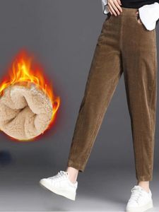 Kadın Pantolon Peluş Kalın gevşek gündelik kadın kadife ve kalınlaşmış sıcak kış yüksek bel pantolon sokak kıyafetleri